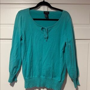 R.Q.T Mint Green Women’s Long Sleeve Blouse with hem designs
